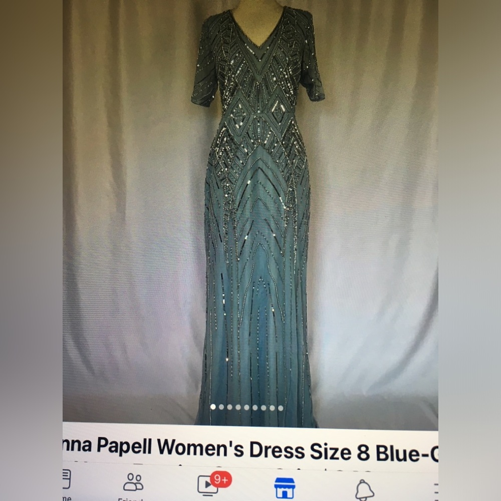Adrianna Papell Blue Sequin Dress